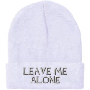 imageCustom Beanies for Men Leave Me Alone Embroidery Anger Winter Hats for Women Acrylic Skull Cap 1 SizeWhite Design Only