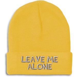 imageCustom Beanies for Men Leave Me Alone Embroidery Anger Winter Hats for Women Acrylic Skull Cap 1 SizeYellow Design Only