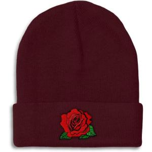 imageCustom Beanies for Men Red Rose Style B Embroidery Flowers Winter Hats for Women Acrylic Skull Cap 1 SizeBurgundy Design Only