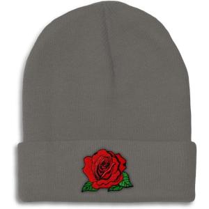 imageCustom Beanies for Men Red Rose Style B Embroidery Flowers Winter Hats for Women Acrylic Skull Cap 1 SizeDark Grey Design Only