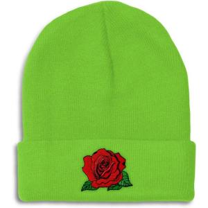imageCustom Beanies for Men Red Rose Style B Embroidery Flowers Winter Hats for Women Acrylic Skull Cap 1 SizeLime Design Only