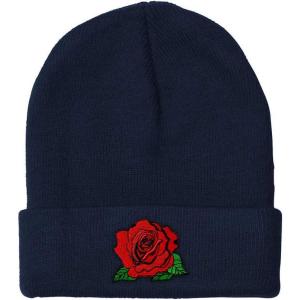 imageCustom Beanies for Men Red Rose Style B Embroidery Flowers Winter Hats for Women Acrylic Skull Cap 1 SizeNavy Design Only