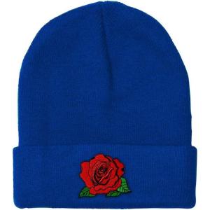imageCustom Beanies for Men Red Rose Style B Embroidery Flowers Winter Hats for Women Acrylic Skull Cap 1 SizeRoyal Blue Design Only