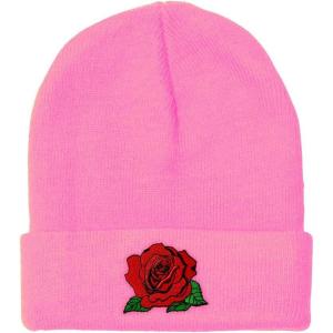 imageCustom Beanies for Men Red Rose Style B Embroidery Flowers Winter Hats for Women Acrylic Skull Cap 1 SizeSoft Pink Design Only