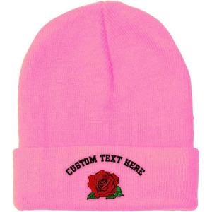 imageCustom Beanies for Men Red Rose Style B Embroidery Flowers Winter Hats for Women Acrylic Skull Cap 1 SizeSoft Pink Personalized Text Here