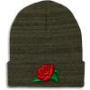 imageSpeedy Pros Beanies for Men Rose Flower A Embroidery Flowers and Plants Winter Hats for Women Acrylic Skull Cap 1 SizeHeather Olive Green Design Only