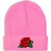 imageSpeedy Pros Beanies for Men Rose Flower A Embroidery Flowers and Plants Winter Hats for Women Acrylic Skull Cap 1 SizeSoft Pink Design Only