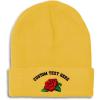 imageSpeedy Pros Beanies for Men Rose Flower A Embroidery Flowers and Plants Winter Hats for Women Acrylic Skull Cap 1 SizeYellow Personalized Text Here