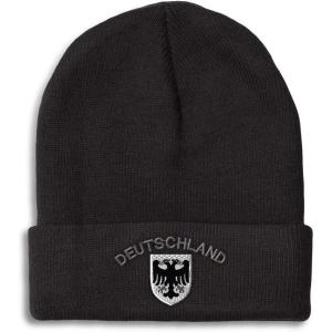 imageBeanies for Men Deutschland Black German Eagle Embroidery Winter Hats for Women Acrylic Skull Cap 1 SizeBlack Personalized Text Here