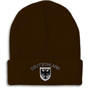 imageBeanies for Men Deutschland Black German Eagle Embroidery Winter Hats for Women Acrylic Skull Cap 1 SizeBrown Personalized Text Here