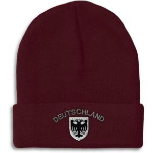 imageBeanies for Men Deutschland Black German Eagle Embroidery Winter Hats for Women Acrylic Skull Cap 1 SizeBurgundy Design Only