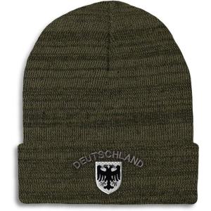 imageBeanies for Men Deutschland Black German Eagle Embroidery Winter Hats for Women Acrylic Skull Cap 1 SizeHeather Olive Green Personalized Text Here
