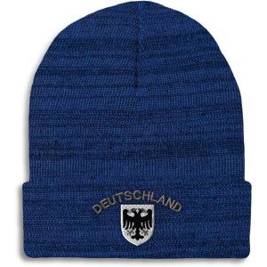 imageBeanies for Men Deutschland Black German Eagle Embroidery Winter Hats for Women Acrylic Skull Cap 1 SizeHeather Royal Blue Personalized Text Here