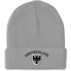 imageBeanies for Men Deutschland Black German Eagle Embroidery Winter Hats for Women Acrylic Skull Cap 1 SizeLight Grey Personalized Text Here