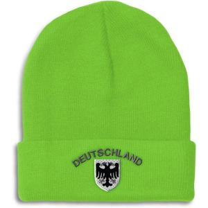 imageBeanies for Men Deutschland Black German Eagle Embroidery Winter Hats for Women Acrylic Skull Cap 1 SizeLime Personalized Text Here