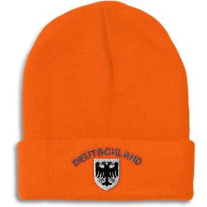 imageBeanies for Men Deutschland Black German Eagle Embroidery Winter Hats for Women Acrylic Skull Cap 1 SizeOrange Design Only