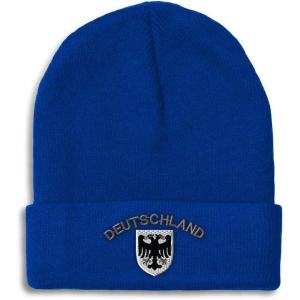 imageBeanies for Men Deutschland Black German Eagle Embroidery Winter Hats for Women Acrylic Skull Cap 1 SizeRoyal Blue Personalized Text Here