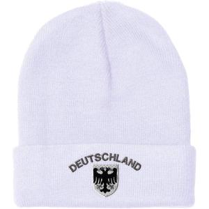 imageBeanies for Men Deutschland Black German Eagle Embroidery Winter Hats for Women Acrylic Skull Cap 1 SizeWhite Design Only