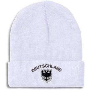 imageBeanies for Men Deutschland Black German Eagle Embroidery Winter Hats for Women Acrylic Skull Cap 1 SizeWhite Personalized Text Here