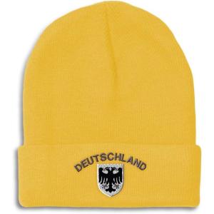 imageBeanies for Men Deutschland Black German Eagle Embroidery Winter Hats for Women Acrylic Skull Cap 1 SizeYellow Design Only