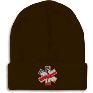 imageCustom Beanies for Men American Flag Embroidery Flags Winter Hats for Women Acrylic Skull Cap 1 SizeBrown Design Only