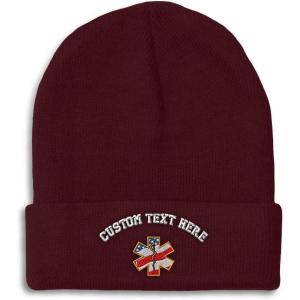 imageCustom Beanies for Men American Flag Embroidery Flags Winter Hats for Women Acrylic Skull Cap 1 SizeBurgundy Personalized Text Here