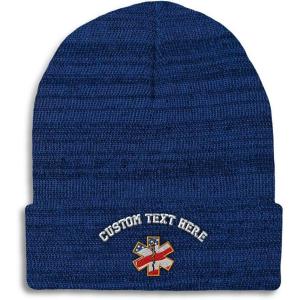 imageCustom Beanies for Men American Flag Embroidery Flags Winter Hats for Women Acrylic Skull Cap 1 SizeHeather Royal Blue Personalized Text Here