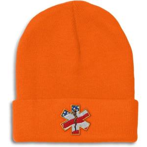 imageCustom Beanies for Men American Flag Embroidery Flags Winter Hats for Women Acrylic Skull Cap 1 SizeOrange Design Only