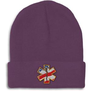 imageCustom Beanies for Men American Flag Embroidery Flags Winter Hats for Women Acrylic Skull Cap 1 SizePurple Design Only