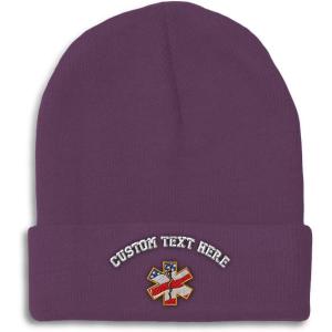 imageCustom Beanies for Men American Flag Embroidery Flags Winter Hats for Women Acrylic Skull Cap 1 SizePurple Personalized Text Here