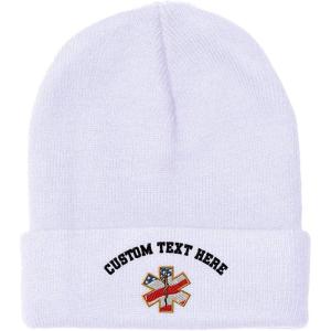 imageCustom Beanies for Men American Flag Embroidery Flags Winter Hats for Women Acrylic Skull Cap 1 SizeWhite Personalized Text Here