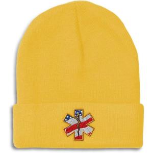 imageCustom Beanies for Men American Flag Embroidery Flags Winter Hats for Women Acrylic Skull Cap 1 SizeYellow Design Only