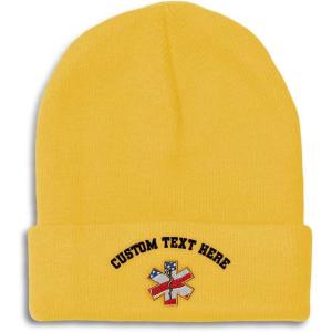 imageCustom Beanies for Men American Flag Embroidery Flags Winter Hats for Women Acrylic Skull Cap 1 SizeYellow Personalized Text Here