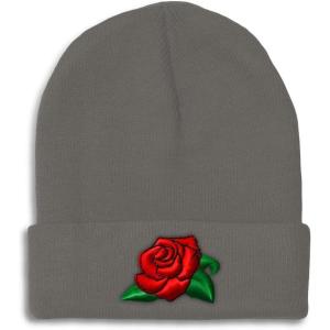 imageSpeedy Pros Beanies for Men Rose Flower A Embroidery Flowers and Plants Winter Hats for Women Acrylic Skull Cap 1 SizeDark Grey Design Only