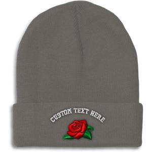 imageSpeedy Pros Beanies for Men Rose Flower A Embroidery Flowers and Plants Winter Hats for Women Acrylic Skull Cap 1 SizeDark Grey Personalized Text Here