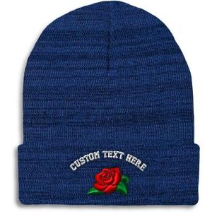 imageSpeedy Pros Beanies for Men Rose Flower A Embroidery Flowers and Plants Winter Hats for Women Acrylic Skull Cap 1 SizeHeather Royal Blue Personalized Text Here