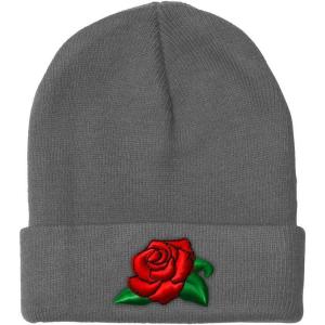 imageSpeedy Pros Beanies for Men Rose Flower A Embroidery Flowers and Plants Winter Hats for Women Acrylic Skull Cap 1 SizeLight Grey Design Only
