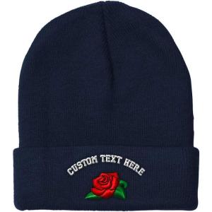 imageSpeedy Pros Beanies for Men Rose Flower A Embroidery Flowers and Plants Winter Hats for Women Acrylic Skull Cap 1 SizeNavy Personalized Text Here