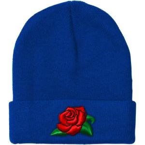 imageSpeedy Pros Beanies for Men Rose Flower A Embroidery Flowers and Plants Winter Hats for Women Acrylic Skull Cap 1 SizeRoyal Blue Design Only