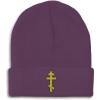 imageBeanies for Men Russian Orthodox Cross Embroidery Winter Hats for Women Acrylic Skull Cap 1 SizePurple Design Only