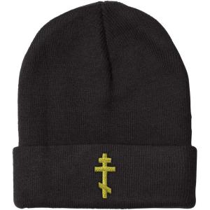 imageBeanies for Men Russian Orthodox Cross Embroidery Winter Hats for Women Acrylic Skull Cap 1 SizeBlack Design Only