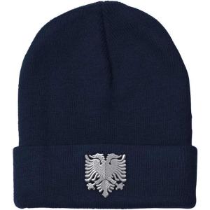 imageCustom Beanies for Men Albanian Eagle Silver Embroidery Winter Hats for Women Acrylic Skull Cap 1 SizeNavy Design Only