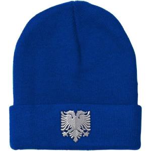 imageCustom Beanies for Men Albanian Eagle Silver Embroidery Winter Hats for Women Acrylic Skull Cap 1 SizeRoyal Blue Design Only