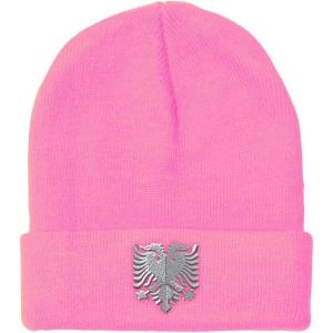 imageCustom Beanies for Men Albanian Eagle Silver Embroidery Winter Hats for Women Acrylic Skull Cap 1 SizeSoft Pink Design Only