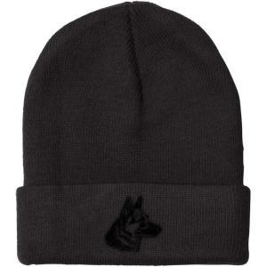 imageCustom Beanies for Men Black German Shepherd Head Embroidery Winter Hats for Women Acrylic Skull Cap 1 SizeBlack Design Only
