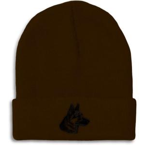 imageCustom Beanies for Men Black German Shepherd Head Embroidery Winter Hats for Women Acrylic Skull Cap 1 SizeBrown Design Only