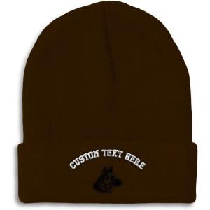 imageCustom Beanies for Men Black German Shepherd Head Embroidery Winter Hats for Women Acrylic Skull Cap 1 SizeBrown Personalized Text Here