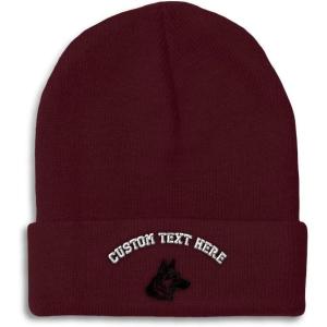 imageCustom Beanies for Men Black German Shepherd Head Embroidery Winter Hats for Women Acrylic Skull Cap 1 SizeBurgundy Personalized Text Here