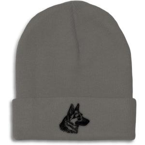 imageCustom Beanies for Men Black German Shepherd Head Embroidery Winter Hats for Women Acrylic Skull Cap 1 SizeDark Grey Design Only