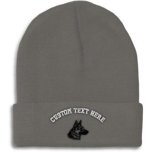 imageCustom Beanies for Men Black German Shepherd Head Embroidery Winter Hats for Women Acrylic Skull Cap 1 SizeDark Grey Personalized Text Here